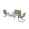 4 Pieces Outdoor Patio Furniture Set with Padded Glider Loveseat and Coffee Table-Brown